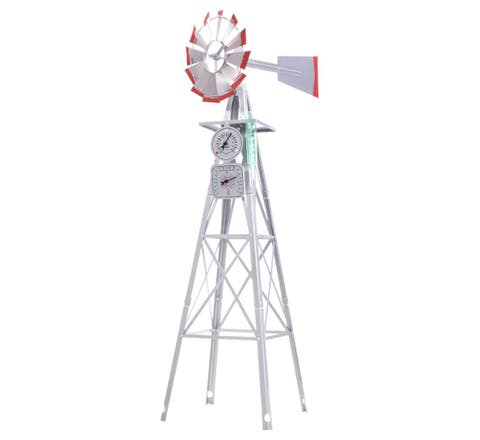 Garden Windmill 6FT 186cm Metal Ornaments Outdoor Decor Ornamental Wind Will