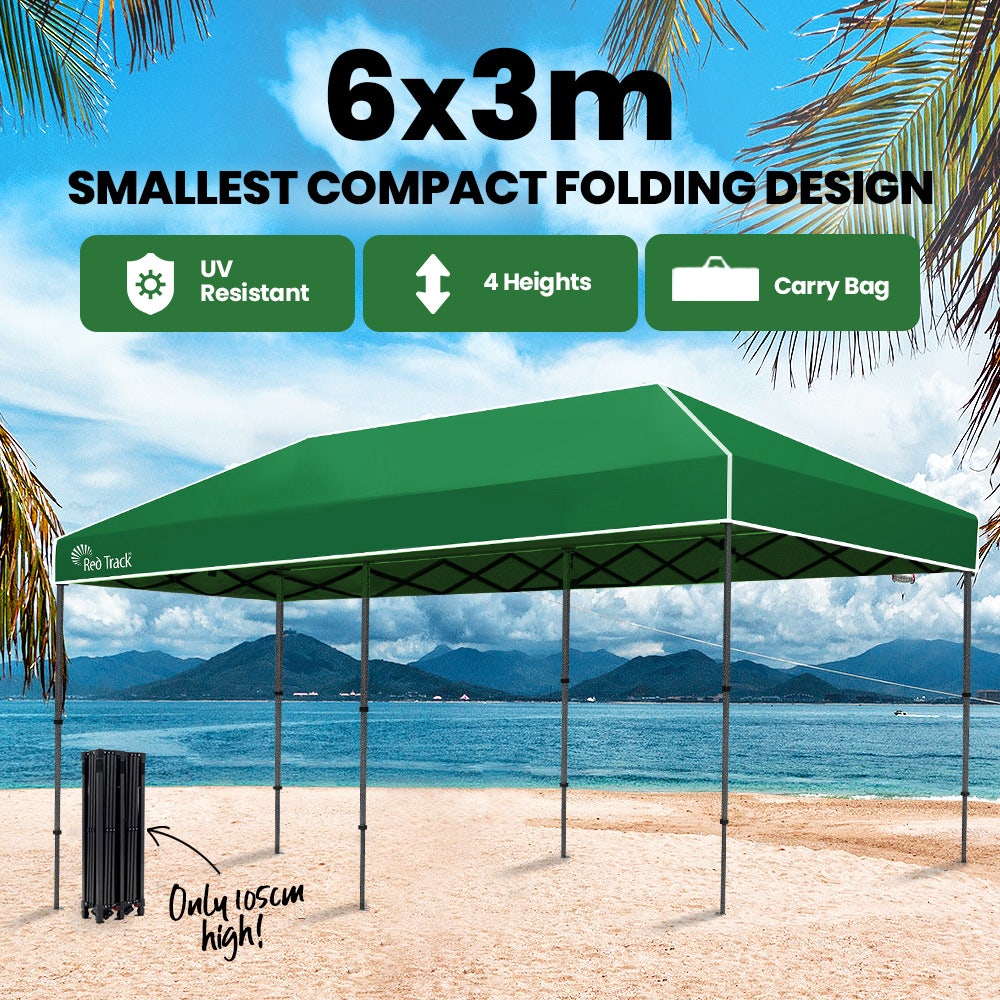 RED TRACK 6x3M Folding Gazebo Outdoor Shade Pop Up Tent Foldable Marquee with Carry Bag Green